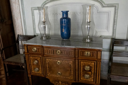 MAFRA, PORTUGAL - 29th JUNE 2022: View of a beautiful and highly luxurious room with furniture and luxurious objects of the Palace of Mafra, Portugal.のeditorial素材