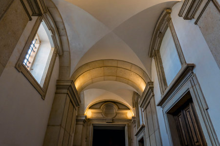 MAFRA, PORTUGAL - 29th JUNE 2022: Interior architecture design details of the famous convent of Mafra located in Portugal, Europe.のeditorial素材