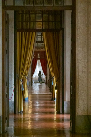 MAFRA, PORTUGAL - 29th JUNE 2022: View of a beautiful Long hall of the Convent of Mafra, Portugal.のeditorial素材