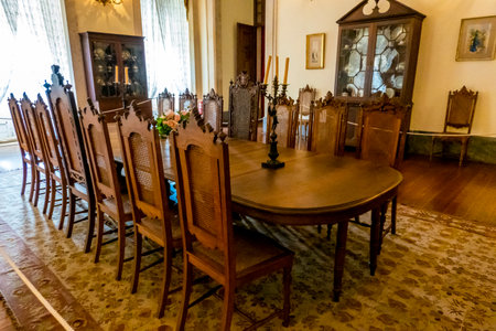 MAFRA, PORTUGAL - 29th JUNE 2022: View of a beautiful and highly luxurious large room with furniture and carpets of the Palace of Mafra, Portugal.のeditorial素材