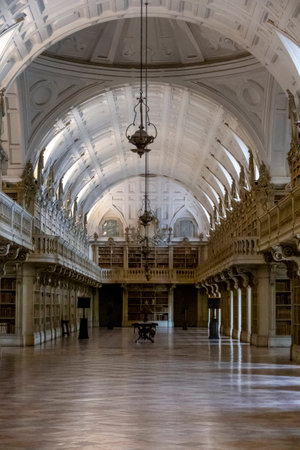 MAFRA, PORTUGAL - 29th JUNE 2022: Magnificent library architecture design of the famous convent of Mafra located in Portugal, Europe.のeditorial素材