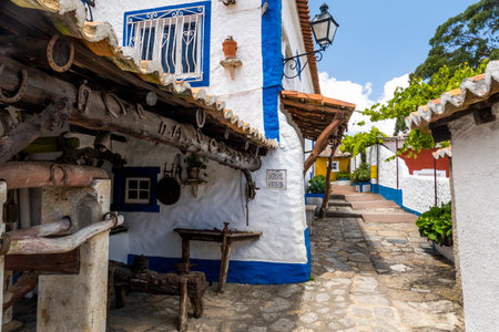 MAFRA, PORTUGAL - 29th JUNE 2022: Partial view of the famous house museum of Jose Franco, located on Mafra municipality, depicting several urban architectural traditions and way of life of the Portuguese culture.のeditorial素材