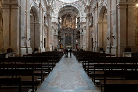 MAFRA, PORTUGAL - 29th JUNE 2022: View of the beautiful interior of the Cathedral of the Palace of Mafra, Portugal.のeditorial素材