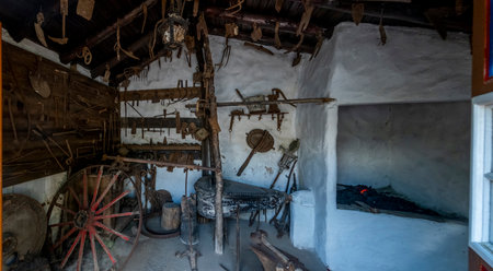 MAFRA, PORTUGAL - 29th JUNE 2022: Partial view of the famous house museum of Jose Franco, located on Mafra municipality, depicting several urban architectural traditions and way of life of the Portuguese culture.のeditorial素材