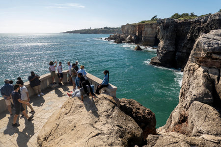 CASCAIS, PORTUGAL - 29th JUNE 2022: A place called Boca do Inferno (Hell's mouth) in Cascais region, Portugal.のeditorial素材