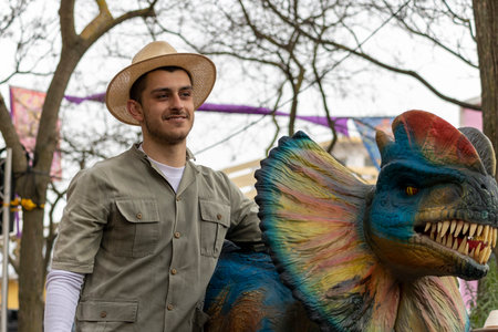 LOULE, PORTUGAL - 20th FEBRUARY 2023: Colorful Carnival (Carnaval) Parade festival participants on Loule city, Portugal.のeditorial素材