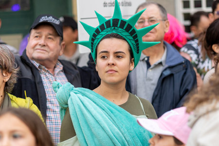 LOULE, PORTUGAL - 20th FEBRUARY 2023: Colorful Carnival (Carnaval) Parade festival participants on Loule city, Portugal.のeditorial素材