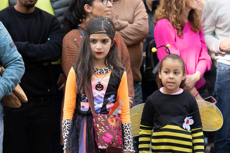 LOULE, PORTUGAL - 23rd FEBRUARY 2023: Colorful Carnival (Carnaval) Parade festival participants on...