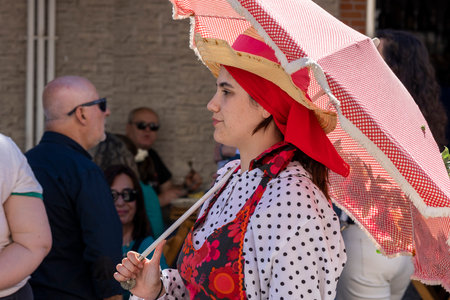 ALCOUTIM, PORTUGAL: 25th of MARCH, 2023: Festival of smuggling (Contrabando), where many people gather to eat and interact crossing the river to the other side, to Sanlucar de Guadiana, Huelva, Andalusia, Spain.のeditorial素材
