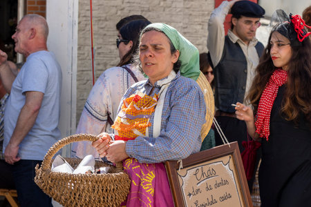 ALCOUTIM, PORTUGAL: 25th of MARCH, 2023: Festival of smuggling (Contrabando), where many people gather to eat and interact crossing the river to the other side, to Sanlucar de Guadiana, Huelva, Andalusia, Spain.のeditorial素材
