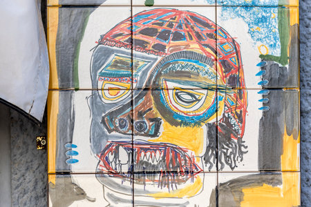 LAGOS, PORTUGAL, 16th APRIL 2023: Azulejo tile artwork piece on the streets of Lagos.のeditorial素材