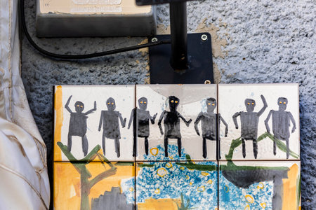 LAGOS, PORTUGAL, 16th APRIL 2023: Azulejo tile artwork piece on the streets of Lagos.のeditorial素材