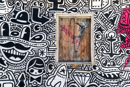 LAGOS, PORTUGAL, 16th APRIL 2023: Street art graffiti on the streets of Lagos.のeditorial素材