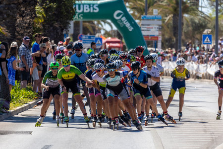LAGOS, PORTUGAL, 16th APRIL 2023: 18th Edition of the International Tournament of Speed Rollerblades - Terras do Infante World Cup event sport located in Lagos city.のeditorial素材