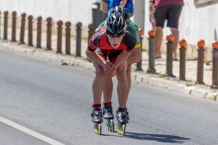 LAGOS, PORTUGAL, 16th APRIL 2023: 18th Edition of the International Tournament of Speed Rollerblades - Terras do Infante World Cup event sport located in Lagos city.のeditorial素材