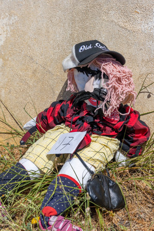 MARIM, PORTUGAL - MAY 1st, 2023: ancient tradition of handmade dolls called maios / maias, celebrating the arrival of spring, located on the algarve region, the south of portugal.のeditorial素材