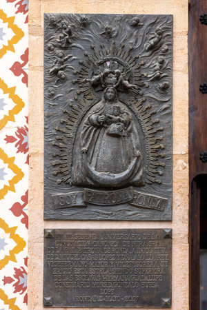 Ronda, Spain - October 20, 2023: Architectural details of the Church of Nuestra Senora de la Paz located in Ronda, Spain.のeditorial素材