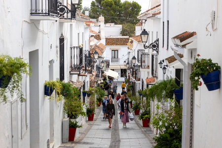 Mijas, Spain - October 22, 2023: Beautiful and charming white village of Mijas, located in Andalusia. Spainのeditorial素材