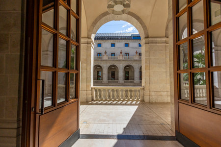 Malaga, Spain - October 21, 2023: View of the beautiful Museum of Malaga architecture details.のeditorial素材