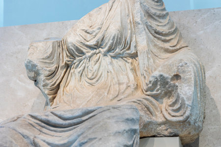 Malaga, Spain - October 21, 2023: Display of pieces of roman artifacts at Museum in Spain.のeditorial素材