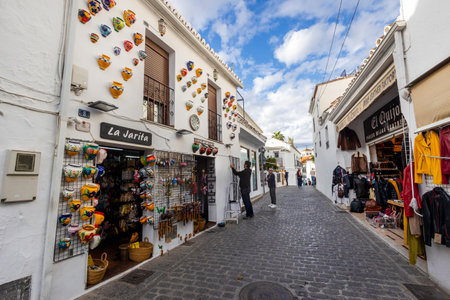 Mijas, Spain - October 22, 2023: Typical ceramics decoration on Mijas village, located in Andalusia, Spain.のeditorial素材
