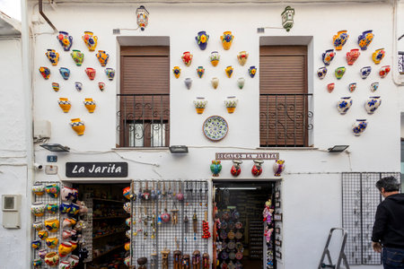 Mijas, Spain - October 22, 2023: Typical ceramics decoration on Mijas village, located in Andalusia, Spain.のeditorial素材