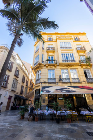 Malaga, Spain - October 21, 2023: Downtown area of Malaga city, located in Andalusia, Spain.のeditorial素材