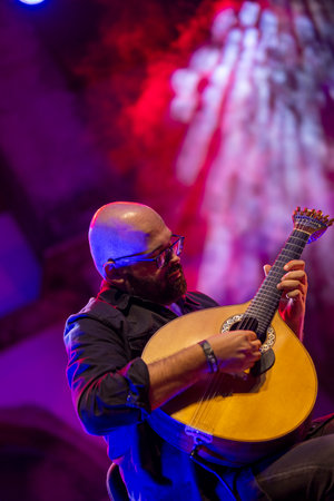FARO, PORTUGAL: 7th SEPTEMBER, 2023 - Music band, TerraSul, performs at Festival F, a big festival in the city of Faro, Portugal.のeditorial素材
