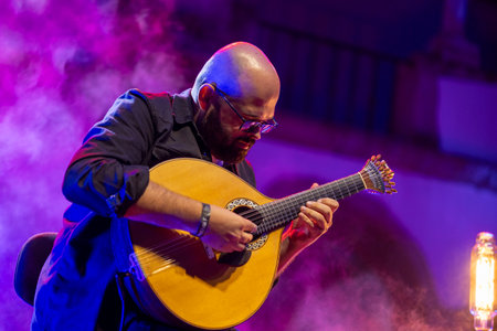 FARO, PORTUGAL: 7th SEPTEMBER, 2023 - Music band, TerraSul, performs at Festival F, a big festival in the city of Faro, Portugal.のeditorial素材
