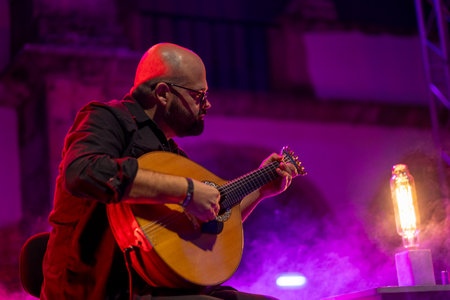 FARO, PORTUGAL: 7th SEPTEMBER, 2023 - Music band, TerraSul, performs at Festival F, a big festival in the city of Faro, Portugal.のeditorial素材