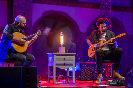 FARO, PORTUGAL: 7th SEPTEMBER, 2023 - Music band, TerraSul, performs at Festival F, a big festival in the city of Faro, Portugal.のeditorial素材