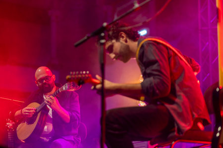 FARO, PORTUGAL: 7th SEPTEMBER, 2023 - Music band, TerraSul, performs at Festival F, a big festival in the city of Faro, Portugal.のeditorial素材