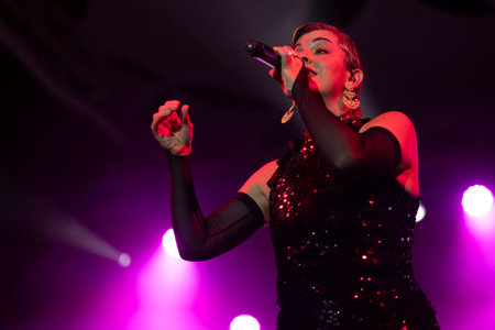FARO, PORTUGAL: 7th SEPTEMBER, 2023 - Music band, Mimicat, performs at Festival F, a big festival in...