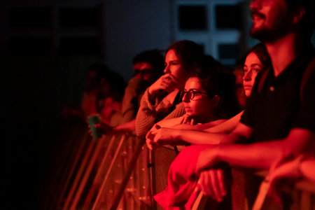 FARO, PORTUGAL: 7th SEPTEMBER, 2023 - Audience watch music artist on Festival F, a big festival in...