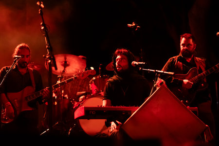 FARO, PORTUGAL: 7th SEPTEMBER, 2023 - Music band, Criatura, performs at Festival F, a big festival in the city of Faro, Portugal.のeditorial素材