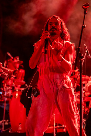 FARO, PORTUGAL: 7th SEPTEMBER, 2023 - Music band, Criatura, performs at Festival F, a big festival in the city of Faro, Portugal.のeditorial素材