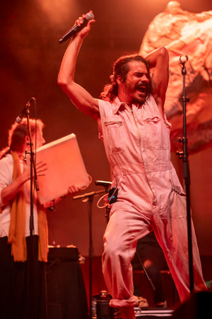FARO, PORTUGAL: 7th SEPTEMBER, 2023 - Music band, Criatura, performs at Festival F, a big festival in the city of Faro, Portugal.のeditorial素材