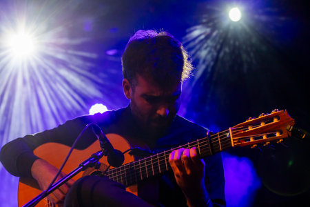 FARO, PORTUGAL: 7th SEPTEMBER, 2023 - Music band, Maro, performs at Festival F, a big festival in the city of Faro, Portugal.のeditorial素材