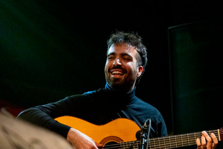 FARO, PORTUGAL: 7th SEPTEMBER, 2023 - Music band, Maro, performs at Festival F, a big festival in the city of Faro, Portugal.のeditorial素材