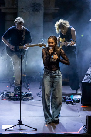 FARO, PORTUGAL: 7th SEPTEMBER, 2023 - Music band, Picas, performs at Festival F, a big festival in the city of Faro, Portugal.のeditorial素材
