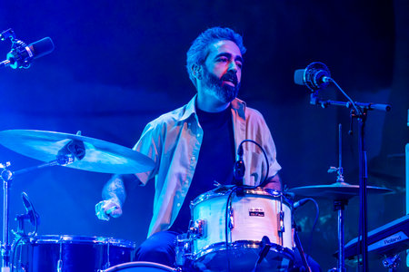 FARO, PORTUGAL: 7th SEPTEMBER, 2023 - Music band, S.Pedro, performs at Festival F, a big festival in...