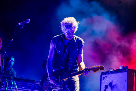 FARO, PORTUGAL: 7th SEPTEMBER, 2023 - Music band, Club Makumba, performs at Festival F, a big...