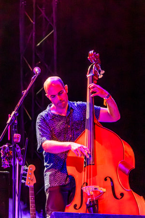 FARO, PORTUGAL: 7th SEPTEMBER, 2023 - Music band, Club Makumba, performs at Festival F, a big...