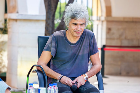 FARO, PORTUGAL: 8th SEPTEMBER, 2023 - Celebrities, Da Chick, To Trips and Rui Miguel Abreu, talk about music at Festival F, a big festival in Faro, Portugal.のeditorial素材