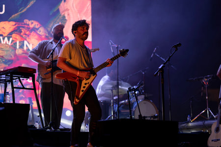 FARO, PORTUGAL: 8th SEPTEMBER, 2023 - Music band, You can't win Charlie Brown, performs at Festival F, a big festival in the city of Faro, Portugal.のeditorial素材