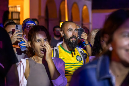 FARO, PORTUGAL: 8th SEPTEMBER, 2023 - Audience watch music artist on Festival F, a big festival in...