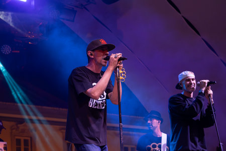 FARO, PORTUGAL: 8th SEPTEMBER, 2023 - Music band, Bezegol, performs at Festival F, a big festival in...
