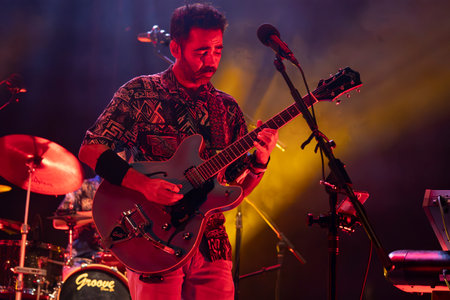 FARO, PORTUGAL: 9th SEPTEMBER, 2023 - Music band, Plasticine, performs at Festival F, a big festival...