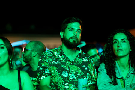 FARO, PORTUGAL: 8th SEPTEMBER, 2023 - Audience watch music artist on Festival F, a big festival in...