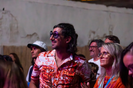 FARO, PORTUGAL: 8th SEPTEMBER, 2023 - Audience watch music artist on Festival F, a big festival in...